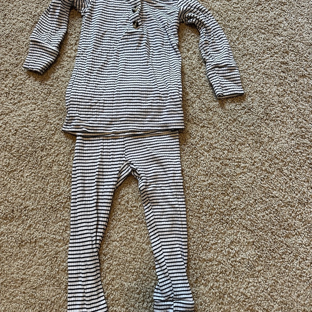 Lou Lou & Company Navy and White Striped Kids Pajama Set